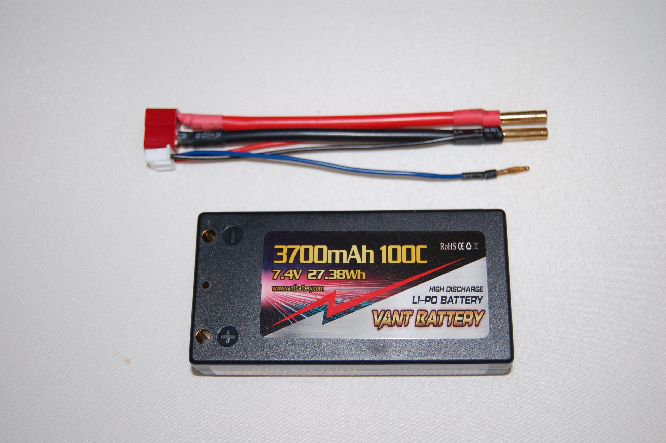 7,4V 3700MAH 100C HARD CASE SHORT- CABLE WITH DEANS- LCG